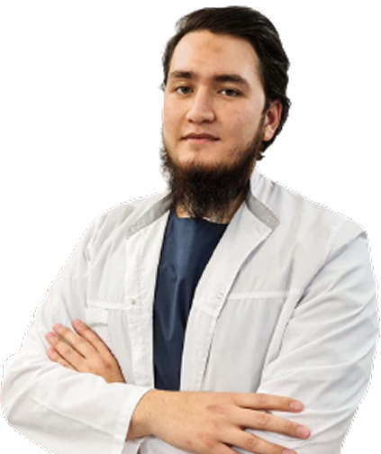 Oq halatli soqoli bor aka . Yani doctor